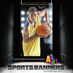 3'x5' Multi Sport Banner - Floodlights Sports Template For Photoshop