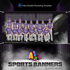 3x6 Baseball Team Banner - From The Shadows Baseball Sports Banner Template For Photoshop