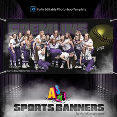 3x6 Softball Team Banner - From The Shadows Softball Sports Banner Template For Photoshop