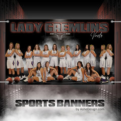 3'x5' Team Sports Banner - Frontcourt Template For Photoshop