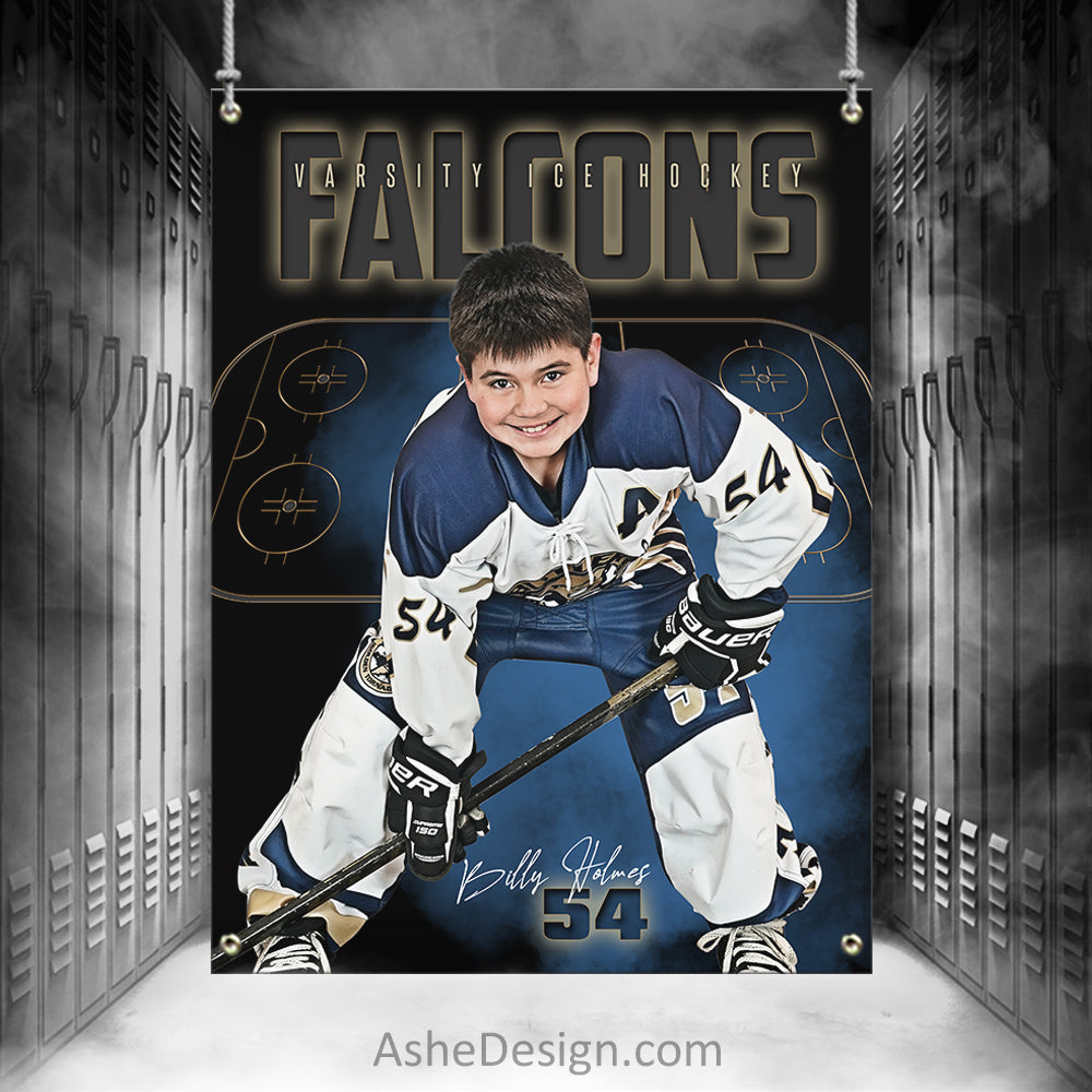 3x4 Amped Sports Banner - Gold Plated Hockey