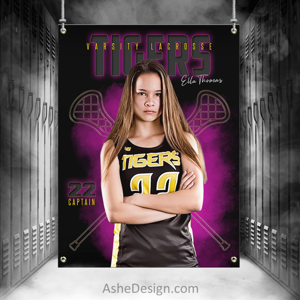 3x4 Amped Sports Banner - Gold Plated Lacrosse