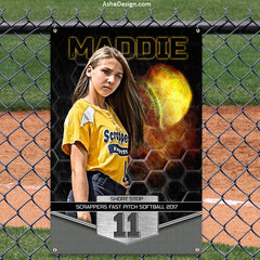 2'x3' Sports Banner - Great Balls of Fire - Softball Template For Photoshop