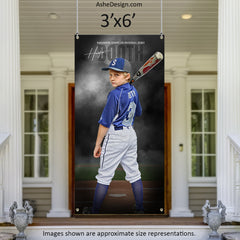 3x6 Amped Sports Banner - In The Shadows Baseball Template For Photoshop