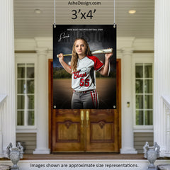 3x4 Amped Sports Banner - In The Shadows Softball Template For Photoshop
