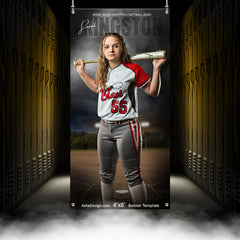 4x8 Amped Sports Banner - In The Shadows Softball Template For Photoshop