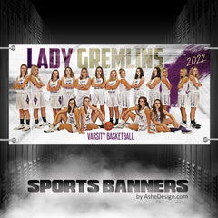 4'x8' Team Sports Banner - Painted Basketball Template For Photoshop