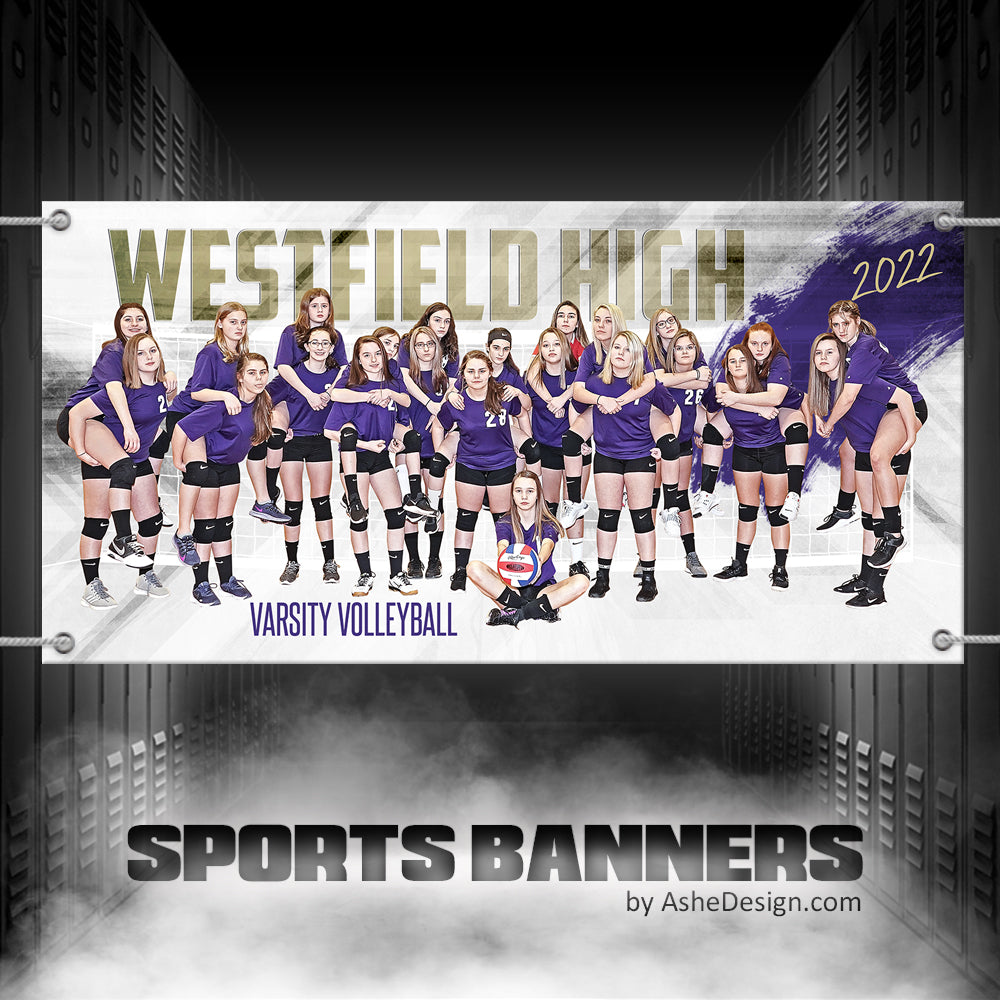4x8 Team Sports Banner - Painted Volleyball