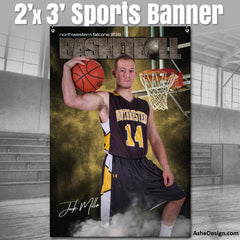 2'x3' Sports Banner - Rocked Basketball Template For Photoshop