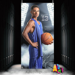 3'x6' Amped Sports Banner - Smokey Lights Basketball Sports Banner Template For Photoshop
