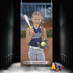 3x6 Amped Sports Banner - Stormy Lights Softball Template For Photoshop