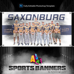 3x6 Baseball Team Banner - Whiteout Baseball Sports Banner Template For Photoshop