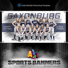 3x6 Softball Team Banner - Whiteout Softball Sports Banner Template For Photoshop