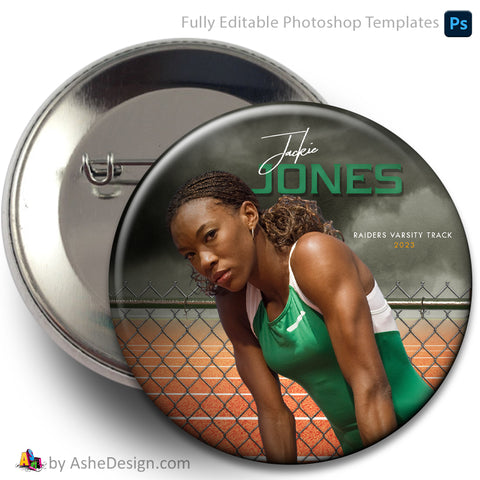 Sports Button - Photoshop Template Fenced In Track