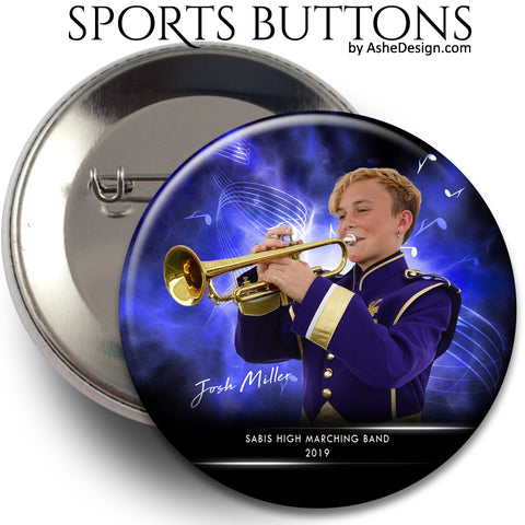 Ashe Design Sports Buttons - Electric Explosion Marching Band