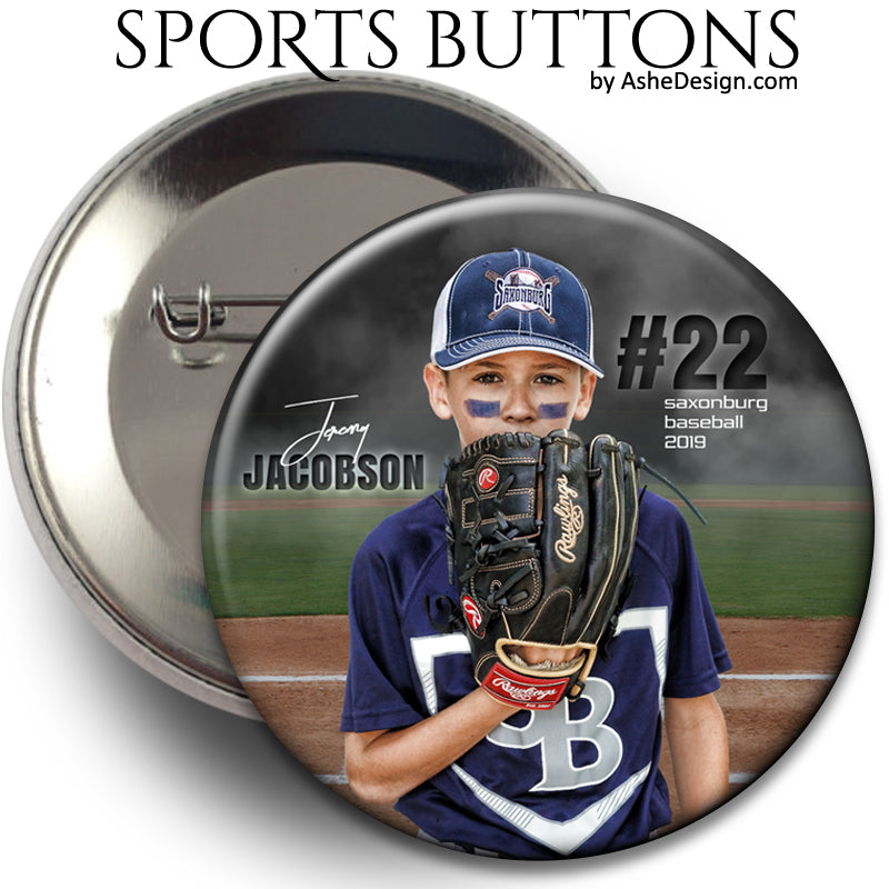 Ashe Design Sports Buttons - In The Shadows Baseball