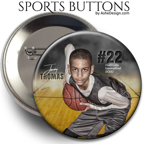 Ashe Design Sports Buttons - In The Shadows Basketball