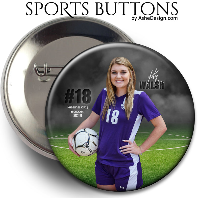 Ashe Design Sports Buttons - In The Shadows Soccer