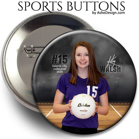 Ashe Design Sports Buttons - In The Shadows Volleyball