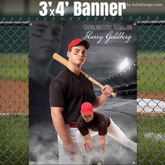 3x4 Amped Sports Banner - Dream Weaver Baseball Template For Photoshop