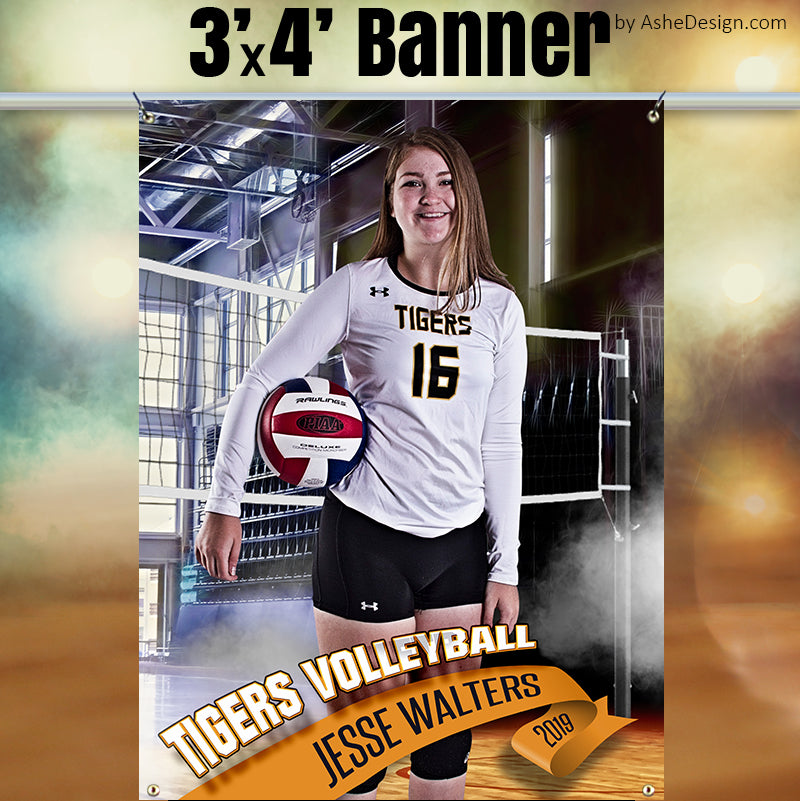 3'x4' Amped Sports Banner - Half Court Volleyball