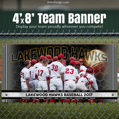 Amped Sports Team Banner 4'x8' - Great Balls Of Fire Baseball Template For Photoshop