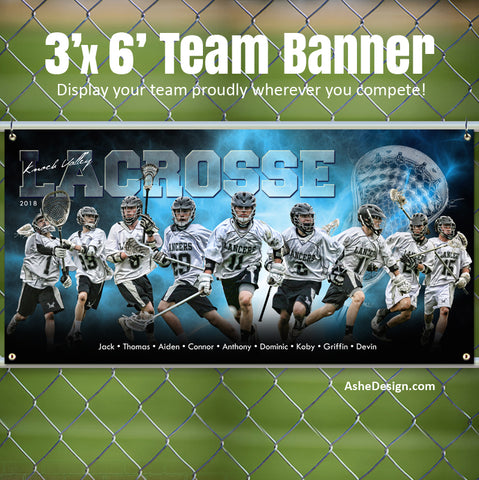 Ashe Design 3x6 Sports Banner - Electric Explosion Lacrosse