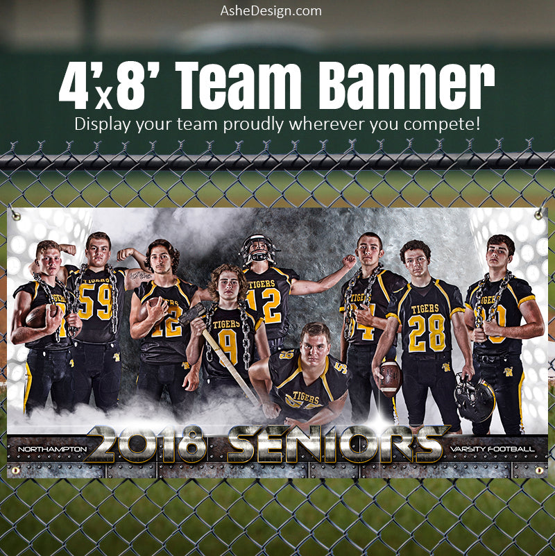 4'x8' Amped Sports Team Banner - Armor Football Template For Photoshop