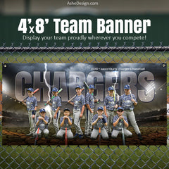 Amped Sports Team Banner 4'x8' - Breaking Ground Baseball - Softball