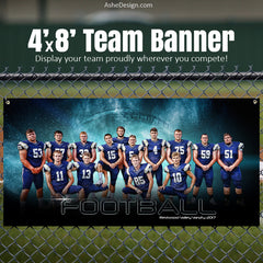 4'x8' Amped Sports Team Banner - Platinum Burst Football Template For Photoshop