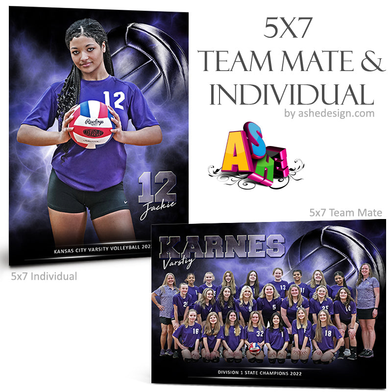 Exploding Volleball Ashe Design | 5x7 Team Mate & Individual | Electric Explosion ...