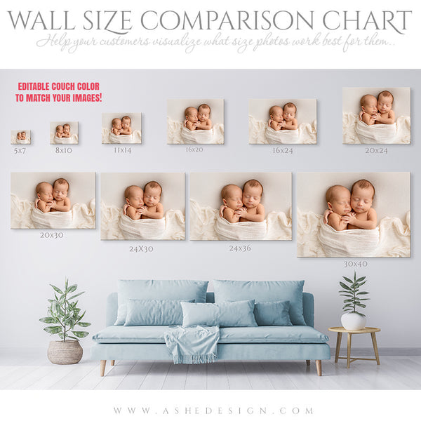 Wall Display Guide - Size Comparison Chart - Modern Landscape