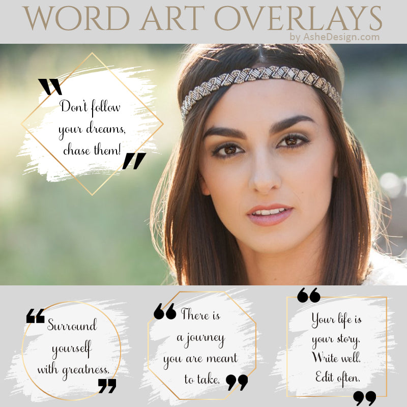 Word Art Overlays - Gold Framed Quotes