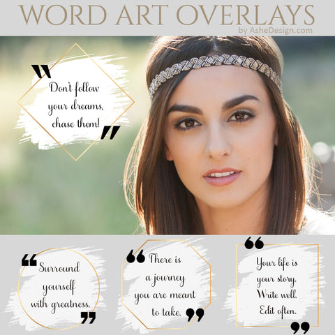 Word Art Overlays - Gold Framed Quotes