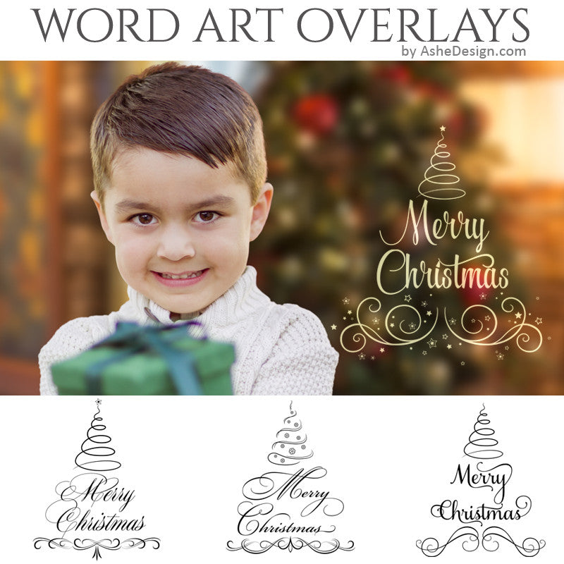 Christmas Word Art Set - Swirly Christmas Trees