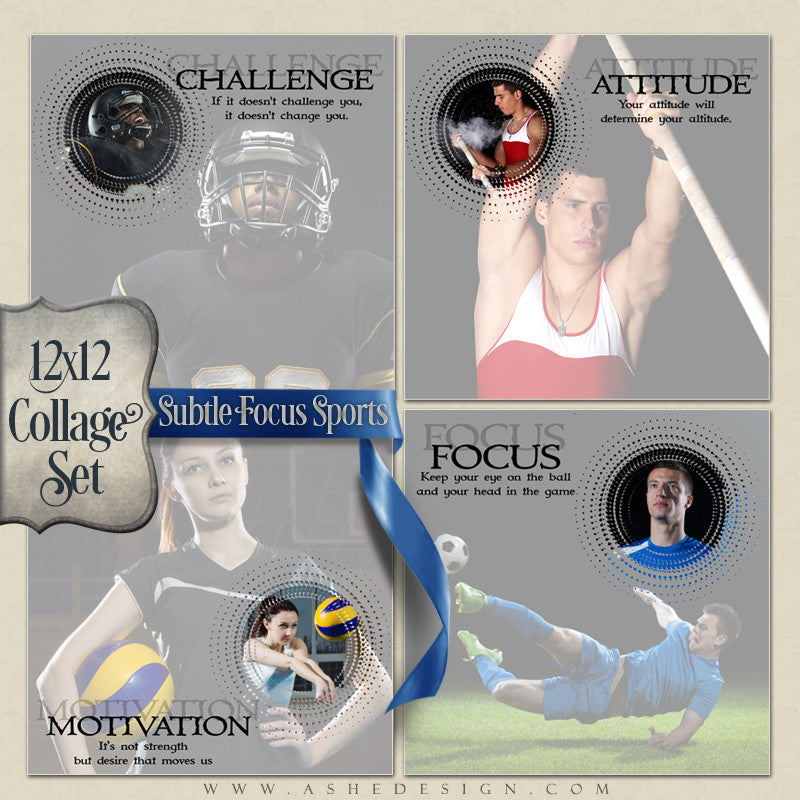 Collage Set (4) 12x12s - Subtle Focus Sports