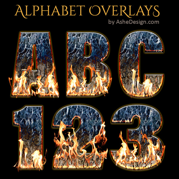 PNG Alphabet Overlays - On Fire
