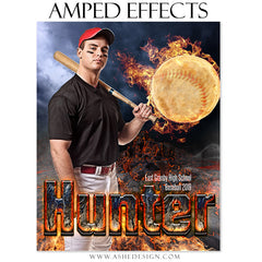 Amped Effects - Fire Ball Baseball Poster Template For Photoshop