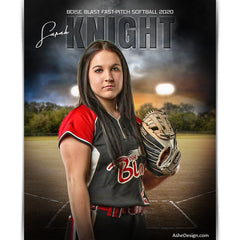 Amped Effects - In The Shadows Softball Poster Template For Photoshop