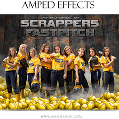 Amped Effects - Pile Up Softball Poster Template For Photoshop
