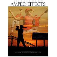 Amped Effects - Silhouette Sports - Baseball Poster Template For Photoshop