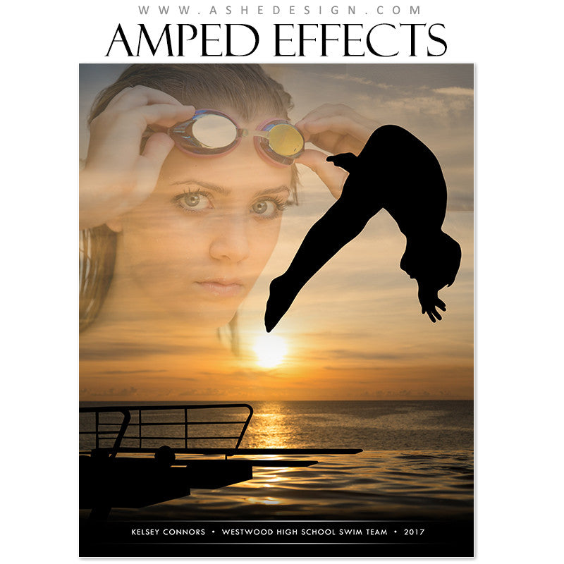 Ashe Design 16x20 Amped Effects - Silhouette Sports Swimming