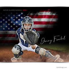 Amped Effects - American Smoke Baseball Poster Template For Photoshop