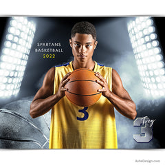 Amped Effects - Smokey Lights Basketball Sports Poster Template For Photoshop