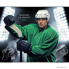 Amped Effects - Smokey Lights Hockey Sports Poster Template For Photoshop