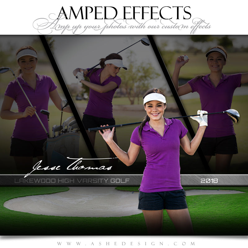Ashe Design 16x20 Amped Effects - Faded Triptych - Golf
