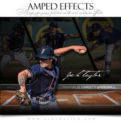 Amped Effects - Faded Triptych - Baseball Poster Template For Photoshop