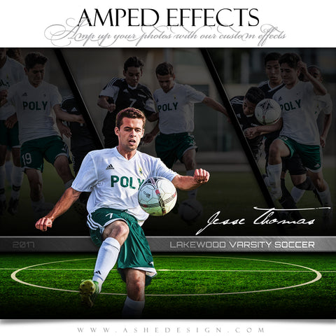 Ashe Design 16x20 Amped Effects Sports Poster - Faded Triptych - Soccer