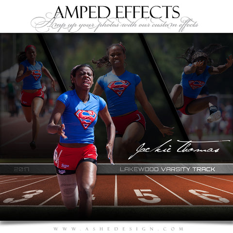 Ashe Design 16x20 Amped Effects Sports Poster - Faded Triptych - Track