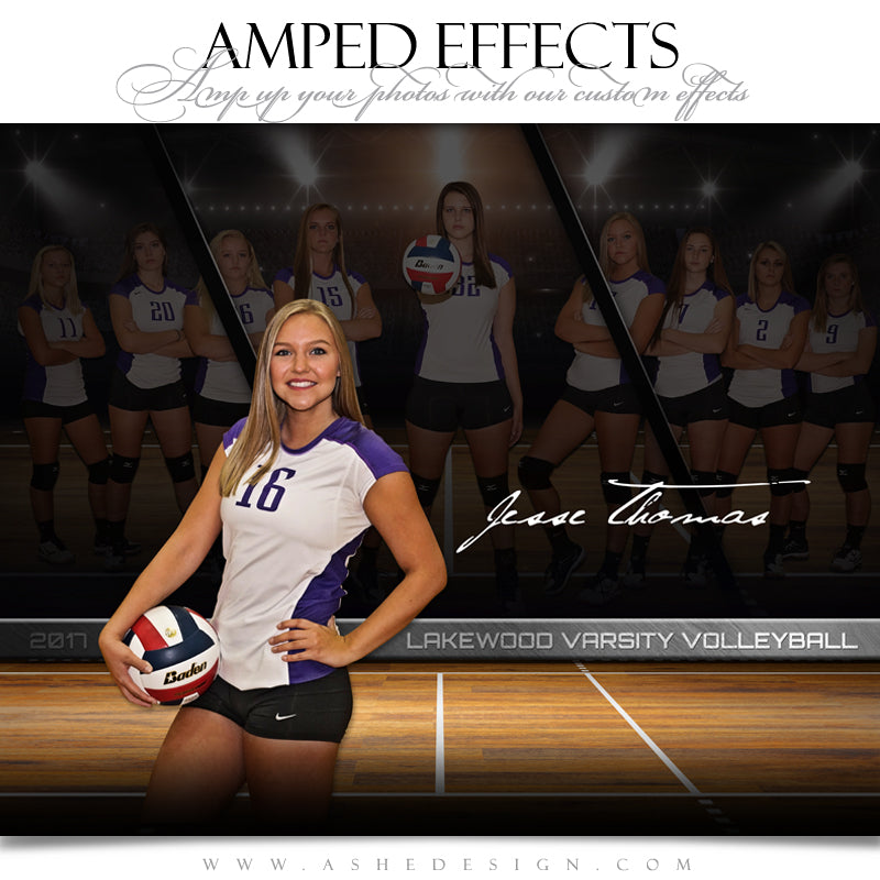 Ashe Design 16x20 Amped Effects Sports Poster - Faded Triptych - Volleyball